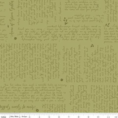 12" End of Bolt- Anne of Green Gables Text C13852 Fern - Riley Blake Designs - Quotes - Quilting Cotton Fabric - Licensed Product
