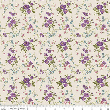 Anne of Green Gables Floral C13853 Cream - Riley Blake Designs - Flowers Leaves - Quilting Cotton Fabric - Licensed Product