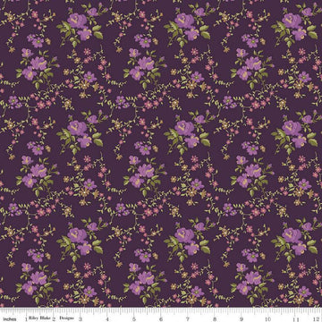 15" End of Bolt - Anne of Green Gables Floral C13853 Wine - Riley Blake Designs - Flowers Leaves - Quilting Cotton Fabric - Licensed Product