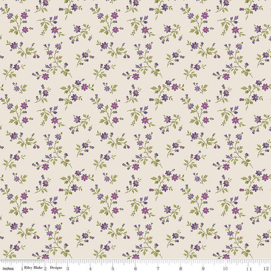 Anne of Green Gables Stems C13854 Cream - Riley Blake Designs - Floral Flowers Leaves - Quilting Cotton Fabric - Licensed Product