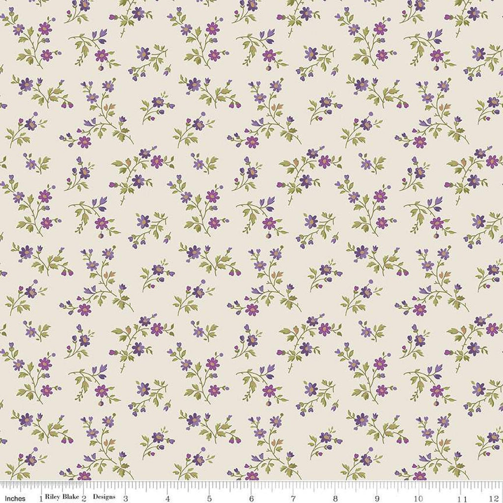 SALE Anne of Green Gables Stems C13854 Cream - Riley Blake Designs - Floral Flowers Leaves - Quilting Cotton Fabric
