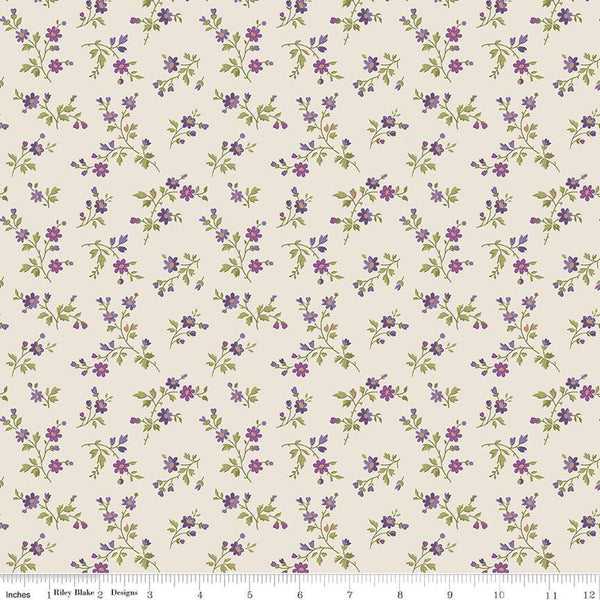 Anne of Green Gables Stems C13854 Cream - Riley Blake Designs - Floral Flowers Leaves - Quilting Cotton Fabric