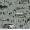 14" End of Bolt - Round the Mountain Main C13810 Pine - Riley Blake Designs - Trains Trees Mountains - Quilting Cotton Fabric