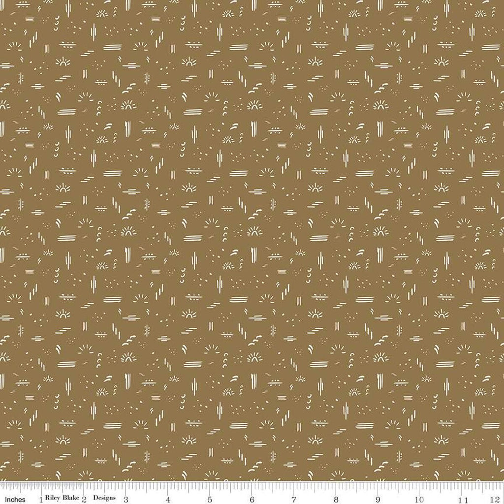 SALE 'Round the Mountain Dashed C13815 Khaki by Riley Blake Designs - Geometric Designs - Quilting Cotton Fabric