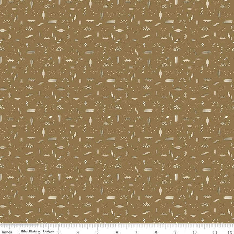 Fat Quarter End of Bolt - CLEARANCE 'Round the Mountain Dashed C13815 Khaki by Riley Blake Designs - Geometric - Quilting Cotton Fabric