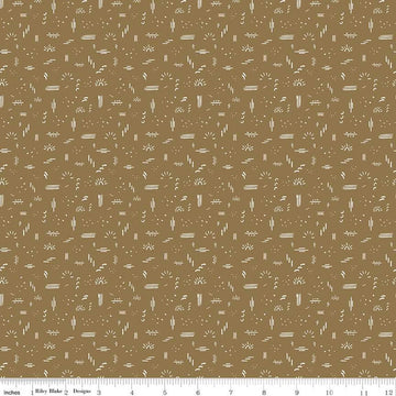 29" End of Bolt - CLEARANCE 'Round the Mountain Dashed C13815 Khaki - Riley Blake Designs - Geometric Designs - Quilting Cotton Fabric