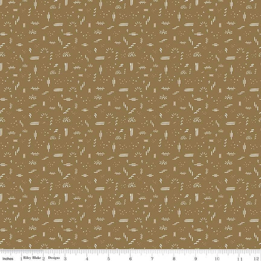 29" End of Bolt - CLEARANCE 'Round the Mountain Dashed C13815 Khaki - Riley Blake Designs - Geometric Designs - Quilting Cotton Fabric