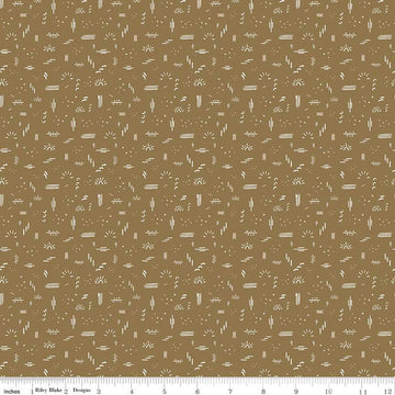 CLEARANCE 29" End of Bolt - 'Round the Mountain Dashed C13815 Khaki - Riley Blake Designs - Geometric Designs - Quilting Cotton Fabric