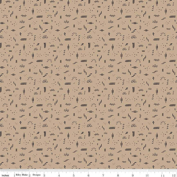 CLEARANCE 'Round the Mountain Dashed C13815 Tan by Riley Blake Designs - Geometric Designs - Quilting Cotton Fabric