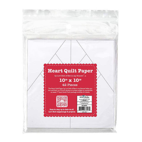 SALE 10" Heart Quilt Paper ST-33027 by Lori Holt - Riley Blake Designs - For Accurate Cutting 42 Sheets 7" Finished Block