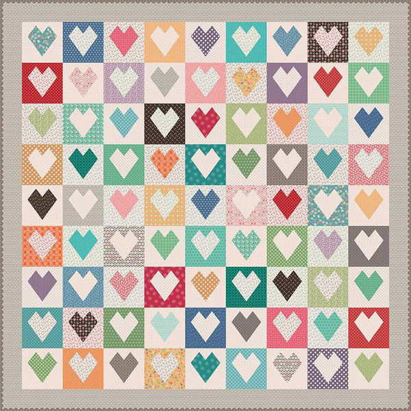 SALE 10" Heart Quilt Paper ST-33027 by Lori Holt - Riley Blake Designs - For Accurate Cutting 42 Sheets 7" Finished Block