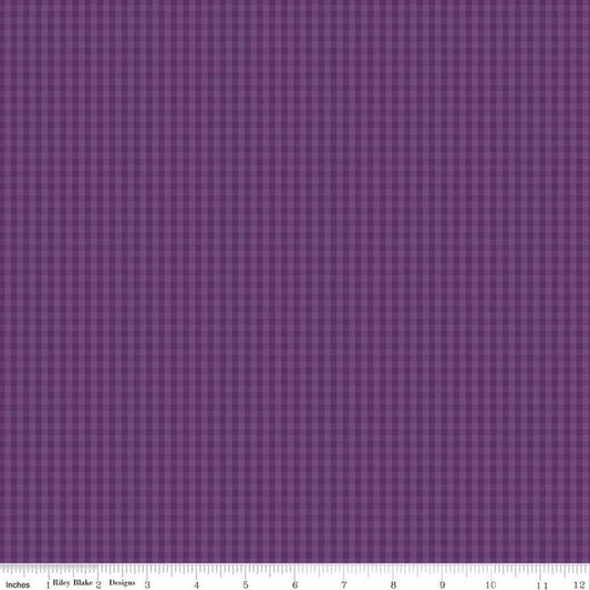 10" End of Bolt - Anne of Green Gables PRINTED Gingham C13857 Eggplant - Riley Blake - Checks - Quilting Cotton Fabric - Licensed Product