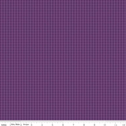 10" End of Bolt - Anne of Green Gables PRINTED Gingham C13857 Eggplant - Riley Blake - Checks - Quilting Cotton Fabric - Licensed Product