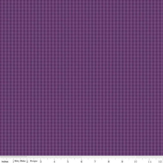 13" End of Bolt - Anne of Green Gables PRINTED Gingham C13857 Eggplant - Riley Blake - Checks - Quilting Cotton Fabric - Licensed Product
