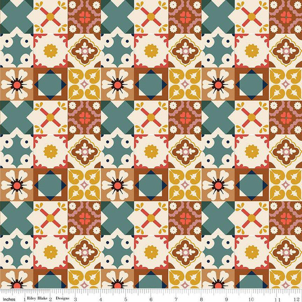 Wild Rose Tiles C14044 Multi - Riley Blake Designs - Geometric Western - Quilting Cotton Fabric