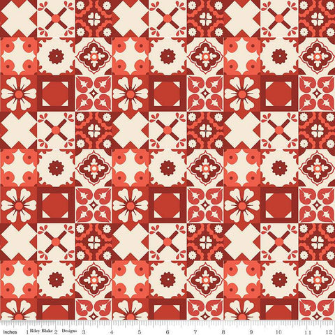 Wild Rose Tiles C14044 Red - Riley Blake Designs - Geometric Western - Quilting Cotton Fabric