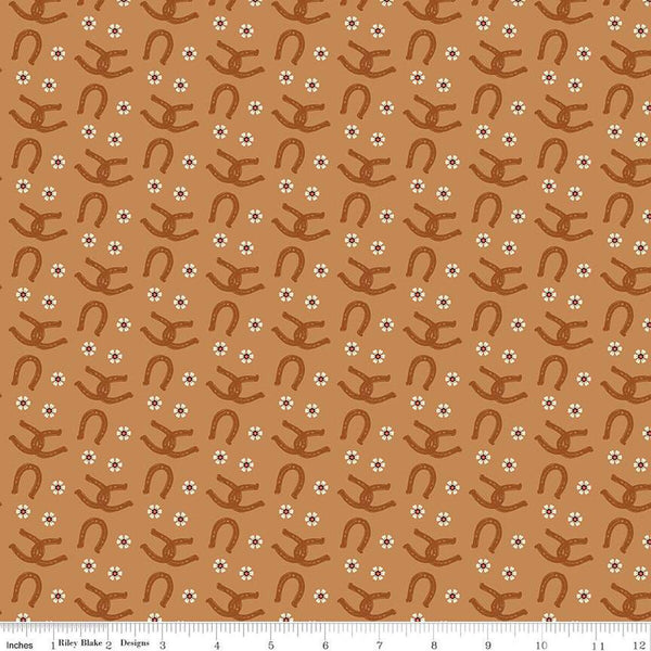 Wild Rose Horseshoes C14045 Sienna by Riley Blake Designs - Flowers Western - Quilting Cotton Fabric