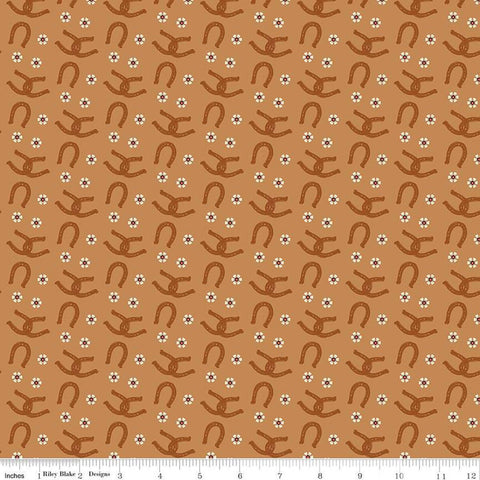 Wild Rose Horseshoes C14045 Sienna by Riley Blake Designs - Flowers Western - Quilting Cotton Fabric