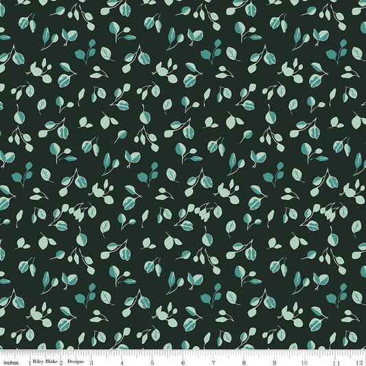 SALE Porch Swing Eucalyptus C14053 Dark Green - Riley Blake Designs - Leaf Leaves - Quilting Cotton Fabric