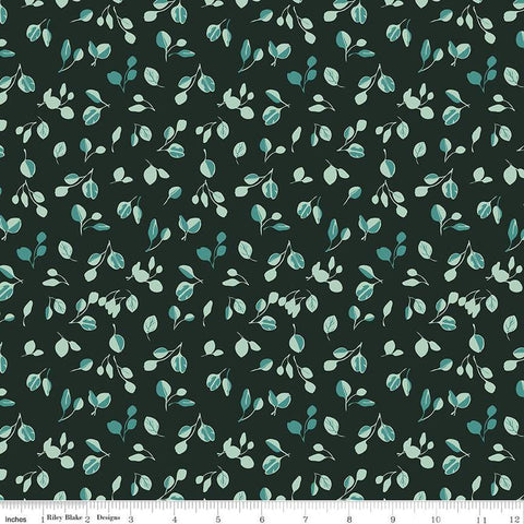 SALE Porch Swing Eucalyptus C14053 Dark Green by Riley Blake Designs - Leaf Leaves - Quilting Cotton Fabric