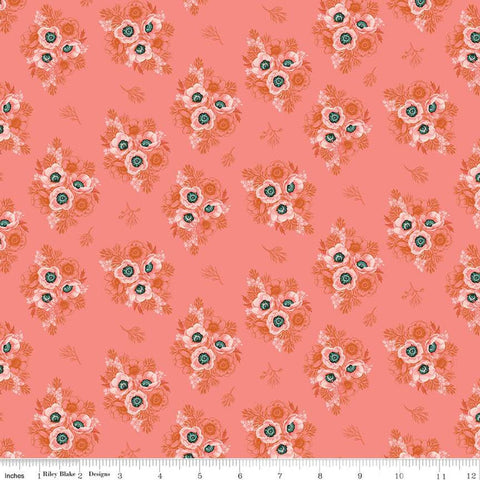 Porch Swing Vignettes C14054 Coral by Riley Blake Designs - Floral Flowers - Quilting Cotton Fabric