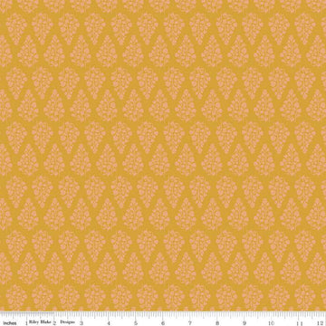 CLEARANCE Porch Swing Stems C14055 Mustard - Riley Blake Designs - Leaf Leaves - Quilting Cotton Fabric