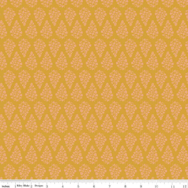 SALE Porch Swing Stems C14055 Mustard by Riley Blake Designs - Leaf Leaves - Quilting Cotton Fabric