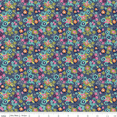 Flower Farm Potted Flowers C13984 Navy by Riley Blake Designs - Floral Blossoms - Quilting Cotton Fabric