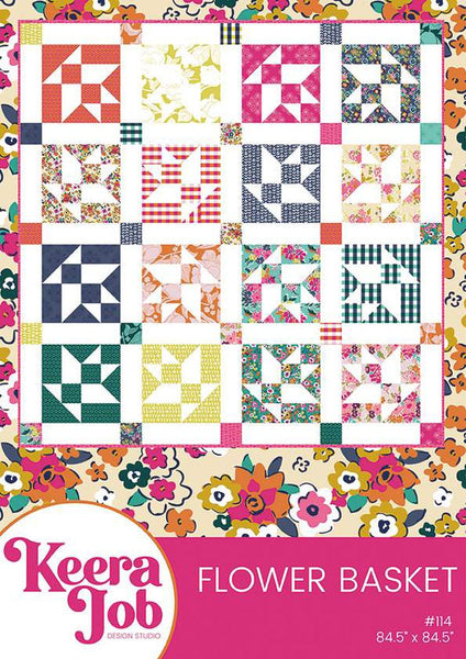SALE Flower Basket Quilt PATTERN P126 by Keera Job - Riley Blake Designs - INSTRUCTIONS Only - Pieced Fat Quarter Friendly