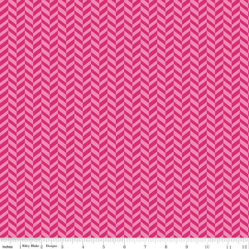 CLEARANCE Effervescence Herringbone C13730 Hot Pink by Riley Blake  - Quilting Cotton