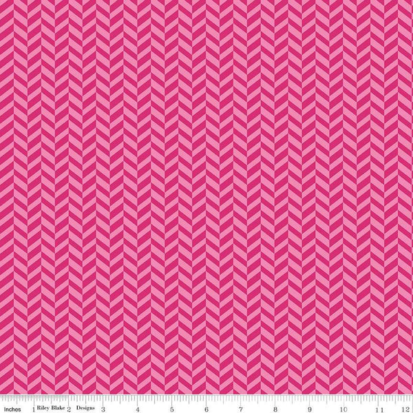 CLEARANCE Effervescence Herringbone C13730 Hot Pink by Riley Blake  - Quilting Cotton