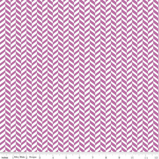 CLEARANCE Effervescence Herringbone C13730 Purple - Riley Blake  - On White - Quilting Cotton