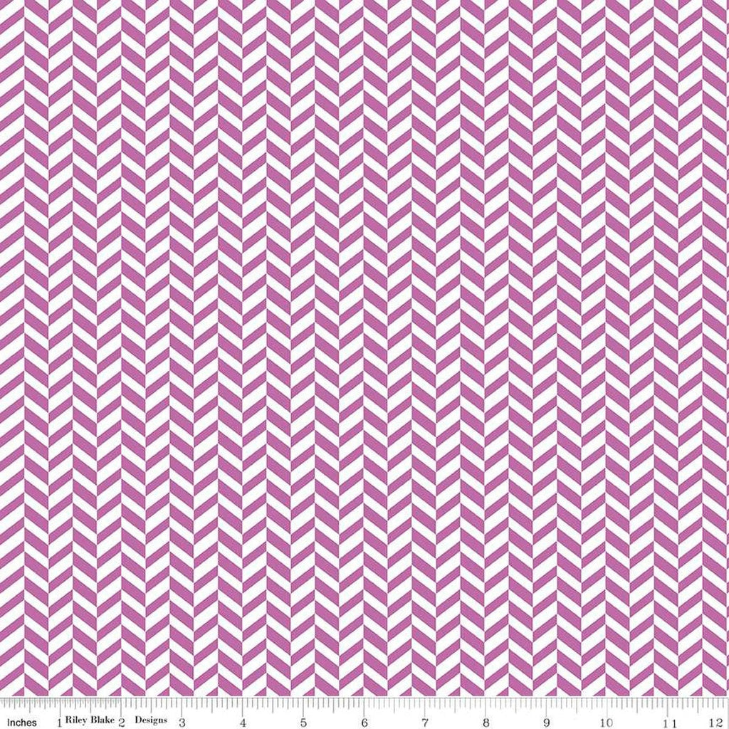 SALE Effervescence Herringbone C13730 Purple by Riley Blake Designs - On White - Quilting Cotton Fabric
