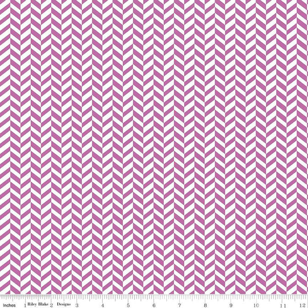 CLEARANCE Effervescence Herringbone C13730 Purple by Riley Blake  - On White - Quilting Cotton