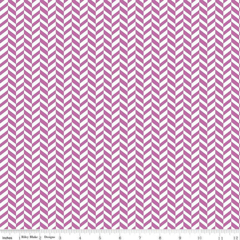 CLEARANCE Effervescence Herringbone C13730 Purple by Riley Blake  - On White - Quilting Cotton