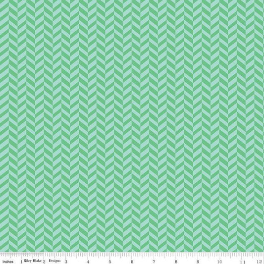 Fat Quarter End of Bolt - CLEARANCE Effervescence Herringbone C13730 Spearmint by Riley Blake  - Quilting Cotton