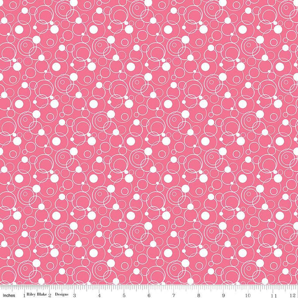 CLEARANCE Effervescence Circles C13731 Rose by Riley Blake  - Pink White - Quilting Cotton