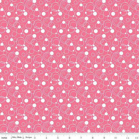 CLEARANCE Effervescence Circles C13731 Rose by Riley Blake  - Pink White - Quilting Cotton