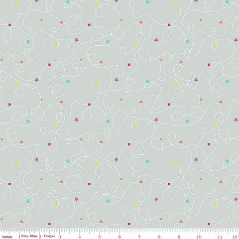 CLEARANCE Effervescence Squiggles C13732 Gray by Riley Blake  - Loops Geometric Shapes - Quilting Cotton