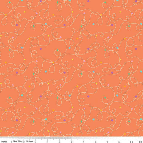CLEARANCE Effervescence Squiggles C13732 Orange by Riley Blake  - Loops Geometric Shapes - Quilting Cotton