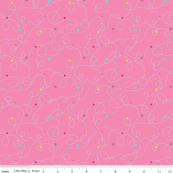 Effervescence Squiggles C13732 Pink by Riley Blake Designs - Loops Geometric Shapes - Quilting Cotton Fabric