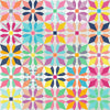 SALE Effervescence Four Buds Cheater Print CH13733 - Riley Blake Designs - PRINTED Pieced Floral Blocks on White - Quilting Cotton Fabric