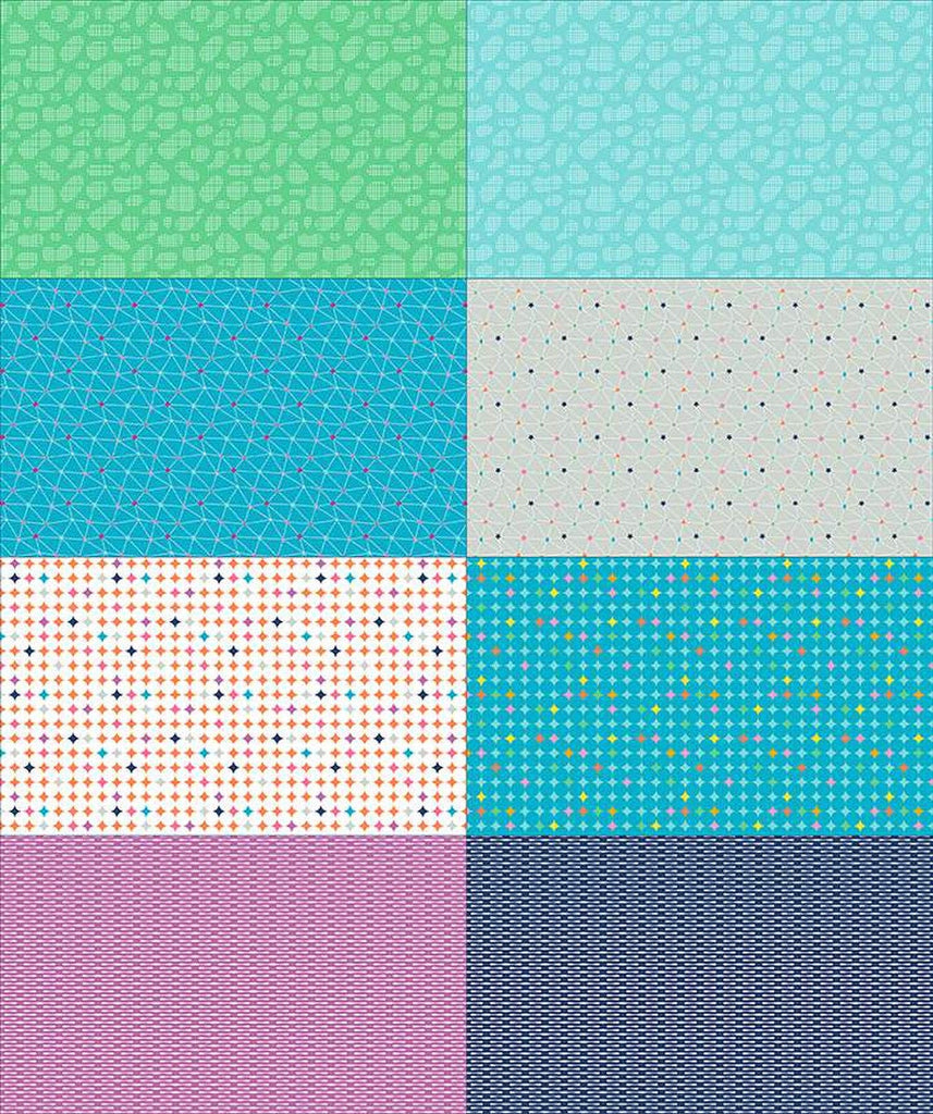 SALE Effervescence Fat Eighth Panel FEP13734 Blue by Riley Blake Designs - 8 Geometric Prints Fat Eighths - Quilting Cotton Fabric