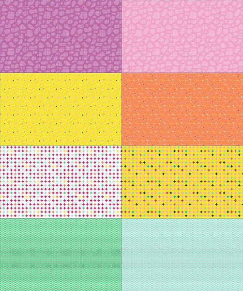 SALE Effervescence Fat Eighth Panel FEP13734 Yellow by Riley Blake Designs - 8 Geometric Prints Fat Eighths - Quilting Cotton Fabric