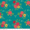 SALE Market Street Main C14120 Teal - Riley Blake Designs - Floral Flowers - Quilting Cotton Fabric