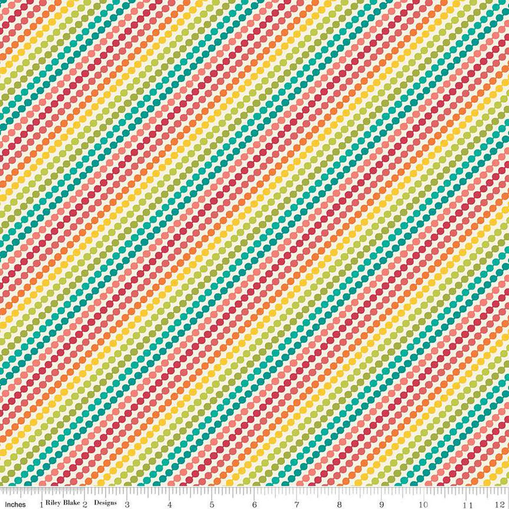 SALE Market Street Rainbow Stripes C14122 Cream by Riley Blake Designs - Diagonal Beaded Stripe Striped - Quilting Cotton Fabric