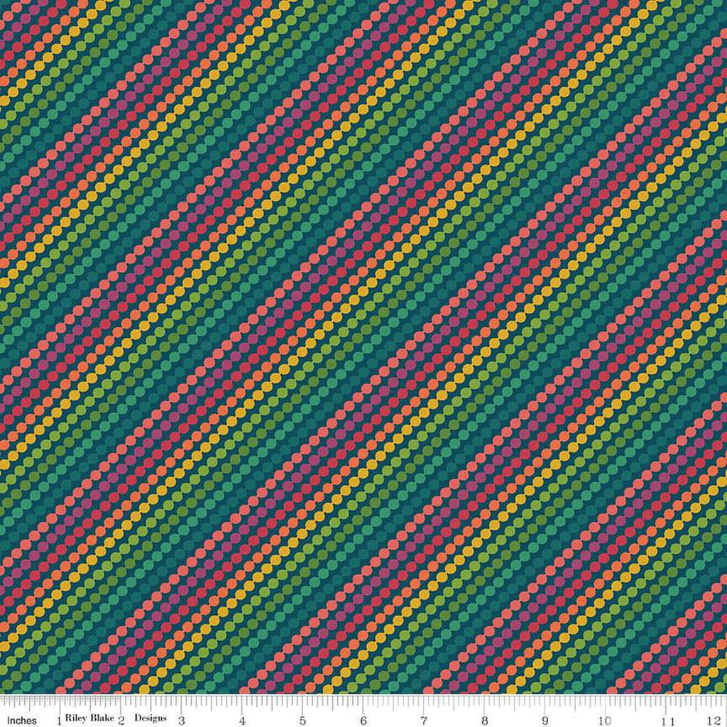 SALE Market Street Rainbow Stripes C14122 Navy by Riley Blake Designs - Diagonal Beaded Stripe Striped - Quilting Cotton Fabric