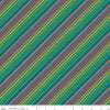 Fat Quarter End of Bolt - CLEARANCE Market Street Rainbow Stripes C14122 Teal - Riley Blake - Diagonal Beaded Stripe - Quilting Cotton
