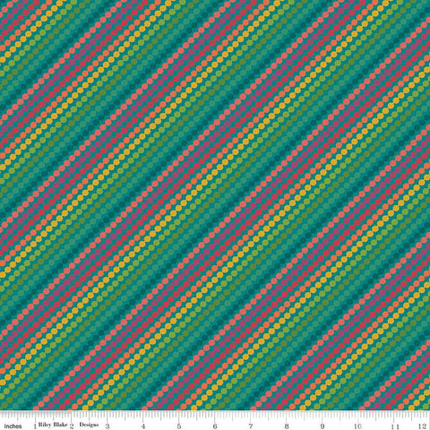 SALE Market Street Rainbow Stripes C14122 Teal by Riley Blake Designs - Diagonal Beaded Stripe Striped - Quilting Cotton Fabric