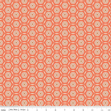 SALE Market Street Hexagons C14125 Coral - Riley Blake Designs - Geometric Floral - Quilting Cotton Fabric